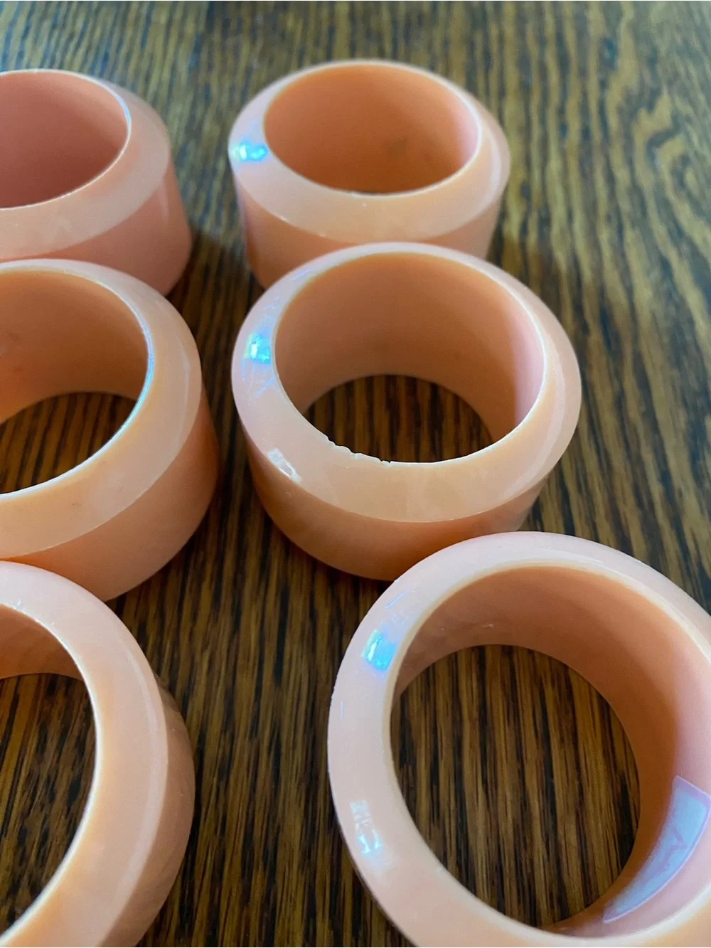 Vintage Post Modern 1980s Audrey Peach Napkin Rings, Set of Eight